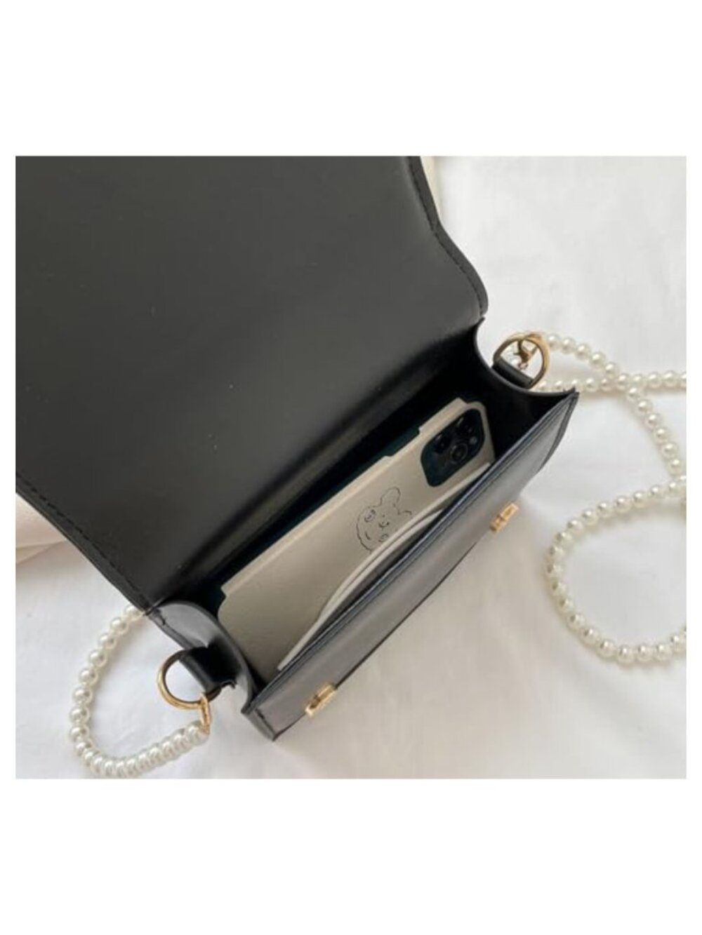 Mini Evening Purse Cow Print Clutch with Pearl Strap Crossbody - Picture 2 of 5